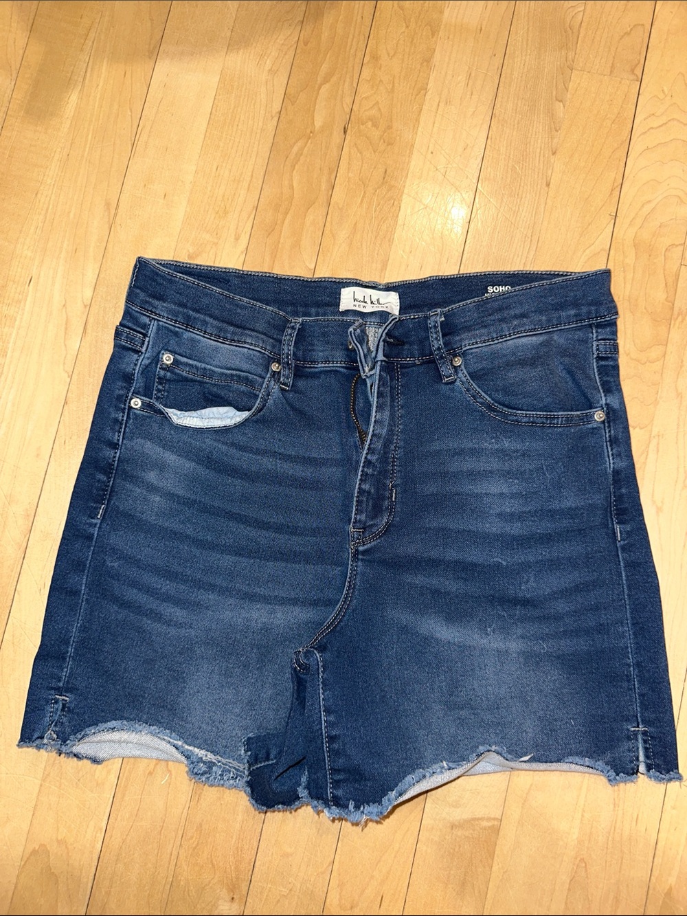 Kut from the Kloth Dark Blue Distressed Denim Mini Skirt